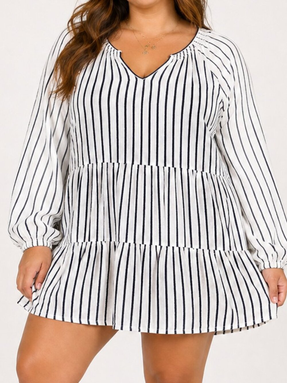 Maeve Striped Tiered Mini Dress